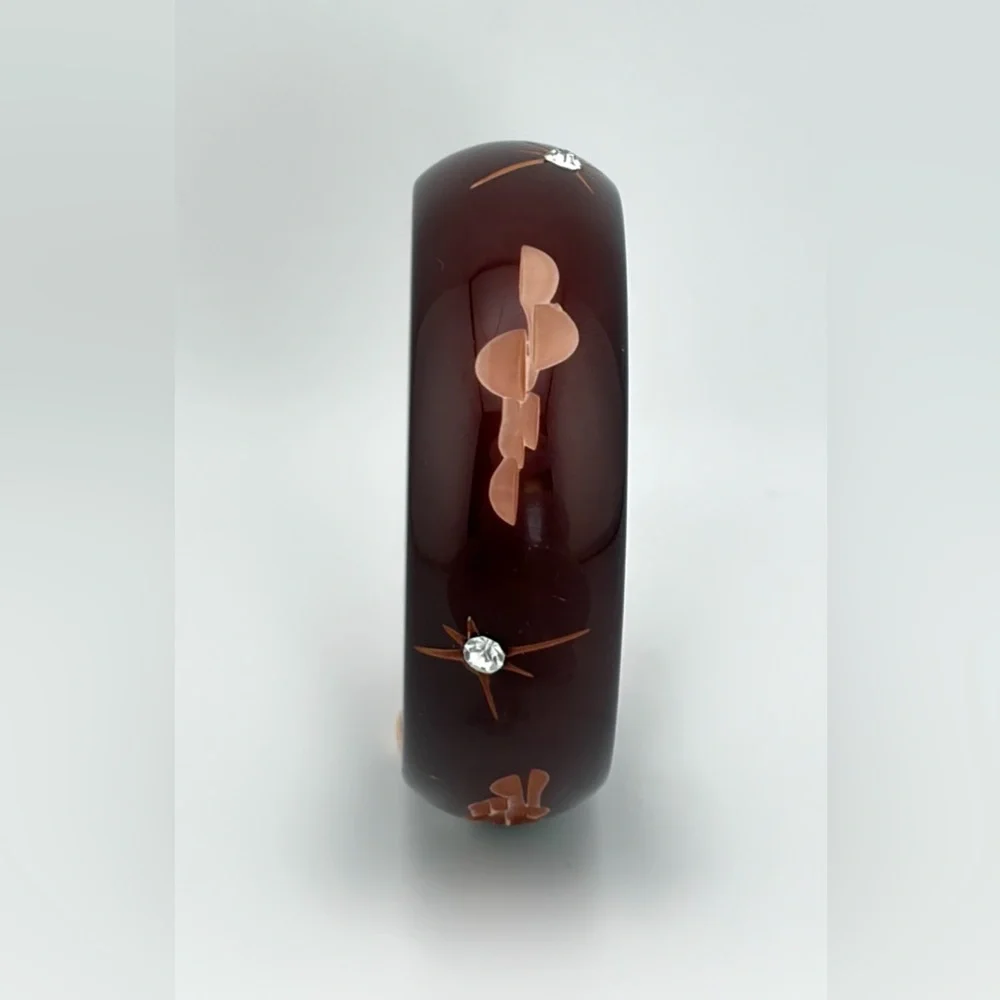 Vintage Bakelite Eggplant Galalith Bangle 
Pierrot Design Art Deco French - Picture 4 of 8